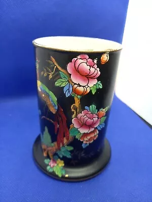 Buy Crown Devon 'Chelsea' Black Pot With Chinese Decoration Vase Pen Pot? • 14.99£