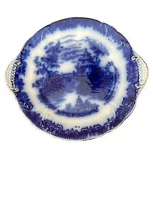 Buy Beautiful Flow Blue 9 3/4” Cake Plate With Feather Handles. England • 46.33£