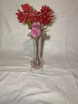 Buy Vintage Crackle Glass Vase 7 1/2” (Pink) FLOWERS NOT INCLUDED • 17.37£