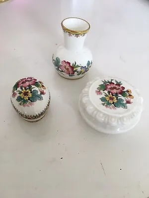 Buy Coalport China 3 Miniature Ming Rose Trinket Pots • 7.99£