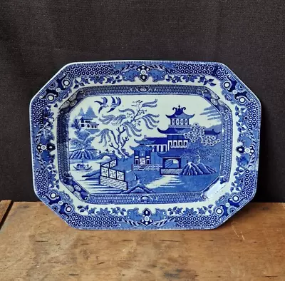Buy Vintage Blue And White Platter Serving Dish Burleigh Ware Willow - Sunday Roast • 19.99£