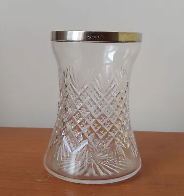 Buy Edwardian Period Cut Glass & Silver Rim Vase 5.75  • 6£