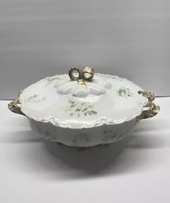 Buy Haviland Limoges Covered Vegetable Oval Dish Blue And Gold Tones • 55.89£