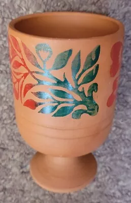 Buy Crafted Terracotta Goblet  Hand Printed With Floral Design. Great Ethnic Gift • 10£