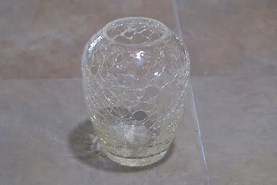 Buy Vintage Crackle Glass Vase Glassware Clear Folk Art Shabby Chic Decor Flower Bud • 26.49£