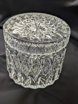 Buy Vintage Bohemian Crystal Finely Cut Glass Large Jar With Lid • 28£