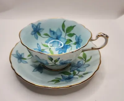 Buy Paragon England Blue CLEMATIS Floral Pattern Cup Saucer • 23.53£