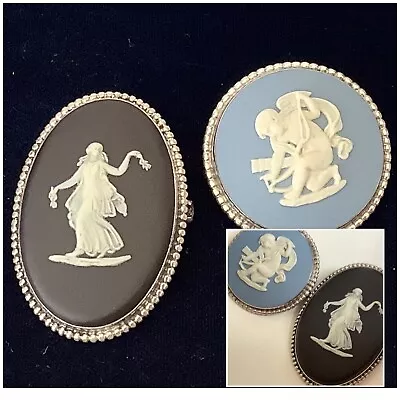 Buy Vintage Wedgwood Jewellery Collection Silver Mounted Jasperware Cameo Brooches • 11.50£
