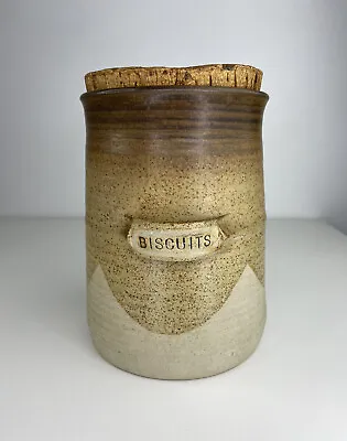Buy Vintage Biscuits Jar Stoneware Storage Bowl Cork Lid 17.5cm • 16£