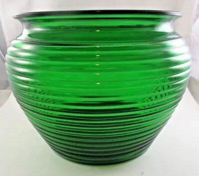 Buy Vintage National Potteries Cleveland Ohio Green Ribbed Large Glass Bowl • 34.58£