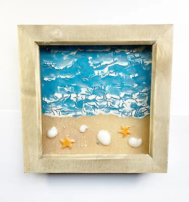 Buy Kiln Fired Handmade Fused Glass Beach Scene Wall Art  • 28£
