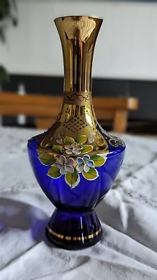 Buy Vintage Bohemian Small Blue Glass Vase • 8£