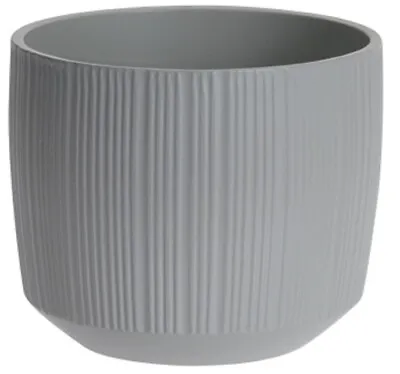 Buy Stoneware Rippled Flower Pot 14cm Light Grey Plant Pot Planter • 12.99£