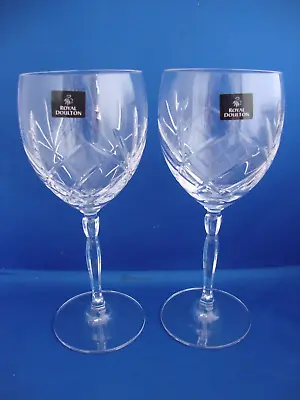 Buy 2 X Royal Doulton Crystal Daily Mail Claret Red Wine Glasses With Stickers • 24.95£