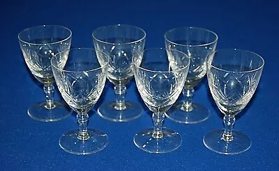 Buy Vintage Set 6 Crystal Cut Glass Sherry Glasses 9.75cms In Height, C 1960's. • 14.99£