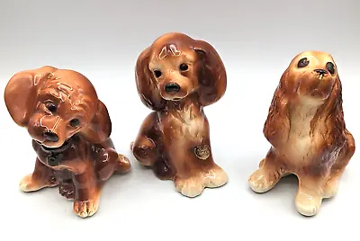 Buy Royal Copley Cocker Spaniel Dog Puppy Lot Of 3 5  Ceramic Figurines Vintage • 36.97£