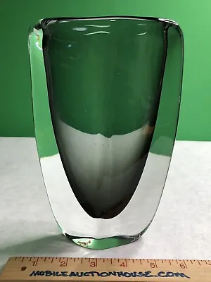 Buy Orrefors Crystal Nils Landberg Sommerso Smoke Dusk Art Glass Vase 8.25” High • 85.39£