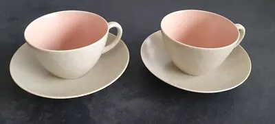 Buy Poole Pottery Twintone C50 Mottled Pink / Mottled Seagull 2 X Cups & Saucers • 5.50£