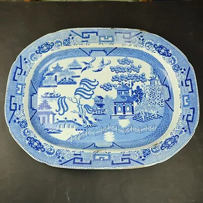 Buy Antique Blue Willow Serving Platter Very Large 49x37cm Ironstone  Staffordshire • 29.95£