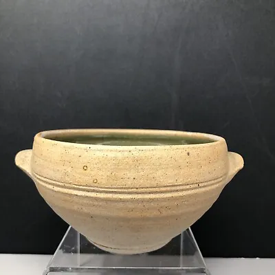 Buy Leach Stoneware Lugged Soup Bowl Ash Glaze Interior, Unglazed Exterior #748 • 35£
