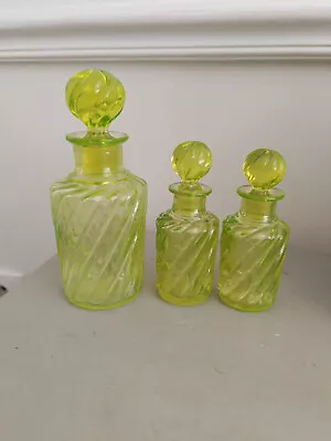 Buy Set Of Baccarat Style Glass Vaseline Perfume Bottles • 220£