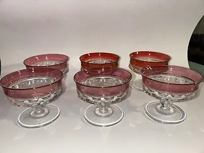 Buy 6 Vtg Colony Kings Crown Ruby Red Thumbprint Coupe Dessert Sherbet Glasses 6 Oz. • 16.97£