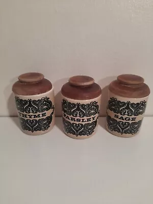Buy Shannon Pottery Spice Jars Wooden Lids Republic Of Ireland Ceramic Craft • 15£