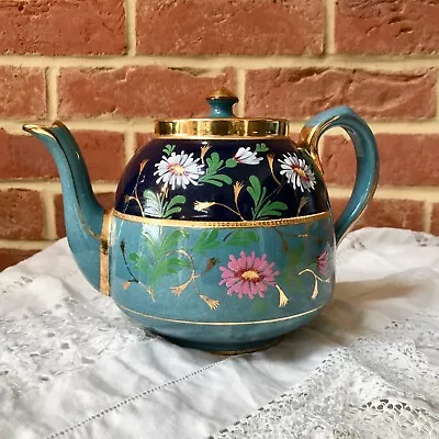 Buy Vintage Sadler Burslem Brown Teapot Enamel And Gilt. Hand Painted • 20£