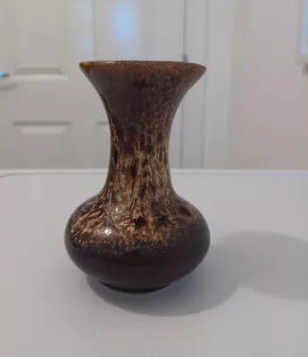 Buy Fosters Pottery Honeycomb Mottled Brown Drip Glazed Vase 5.5in X 3.5in • 3£