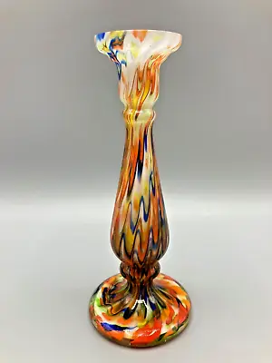 Buy Antique Bohemian Franz Welz Multicoloured Swirl Glass Candlestick • 19.99£
