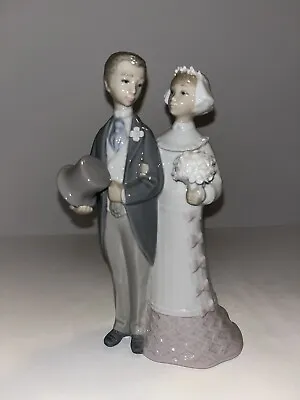 Buy Lladro Bride And Groom Wedding Couple Figure Marriage Cake Topper Top Hat Flower • 26.49£