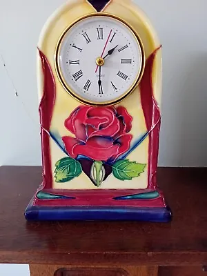 Buy Old Tupton Ware Clock. Red Rose. 17cm Tall. Working. • 24.95£