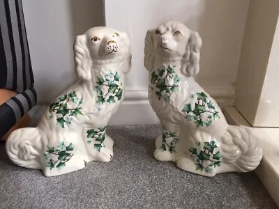 Buy Vintage Pair Of Large Staffordshire Flat Back Mantle Piece Wally Dogs • 79.95£