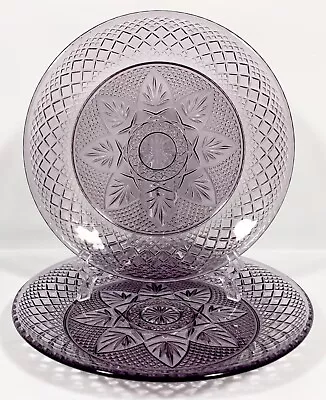Buy 2 Cristal D'Arques Durand Antique PURPLE Amethyst Glass SALAD Plates 8  Set Vtg • 19.91£