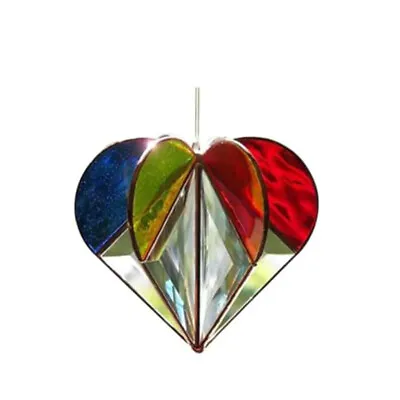 Buy 3D Heart Stained Glass Suncatcher Pendant Ornaments Multi-Sided Heart Pendant • 6.64£