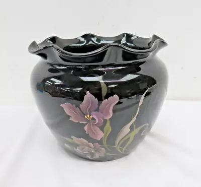 Buy Vintage Black Floral Flowers Ceramic Planter Vase England 10  Diameter • 19.99£