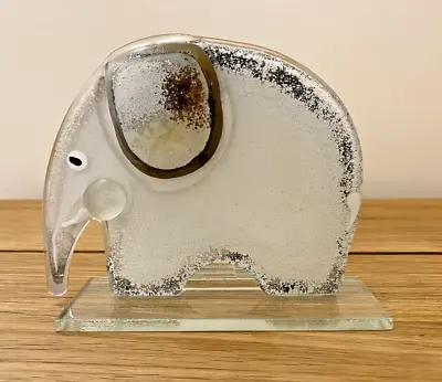 Buy White Elephant Fused Nobilé Glass Ornament Signed Queta Pawtowska Gift • 24.99£