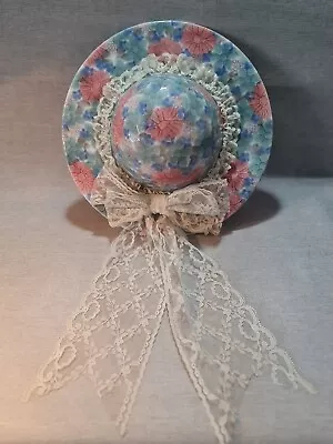 Buy Vintage PARK ROSE Bridlington Pottery Bonnet Hat Wall Ornament Blue & Yellow • 12£