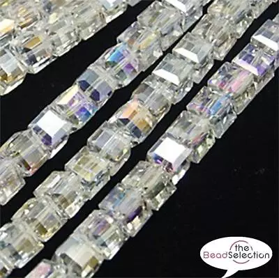 Buy Cube Crystal Glass Beads Clear Ab Lustre Sun Catcher 8mm 6mm 4mm • 3.29£