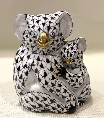 Buy Herend Bear Figurine - Koalas Mom & Baby - Black Fishnet • 254.53£