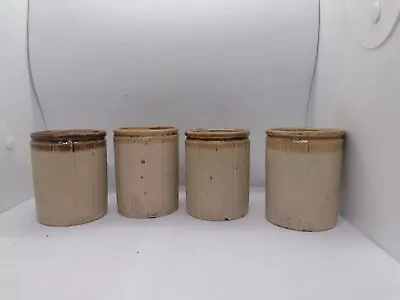 Buy 4 Old Off White Stoneware Jam Pots • 9.99£