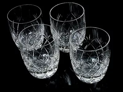 Buy Set Of 4 Vintage Edinburgh Cut Crystal Gin, Whiskey Barrel Tumbler Glasses 20cl. • 75£