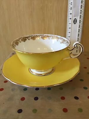 Buy Vintage Foley Bone China Teacup And Saucer - Vibrant Yellow • 20£