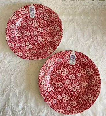 Buy Burleigh Red Calico Plate 21cm Pair Set Tableware Cake Salada Unused Collecter • 155.92£