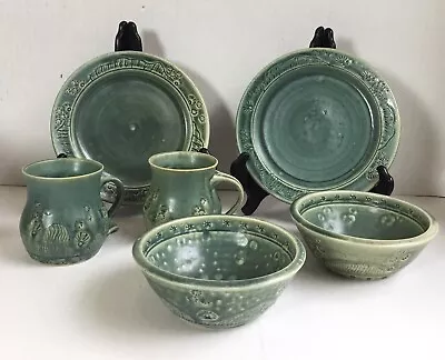Buy Ballina Irish Stoneware Studio Pottery - 6 Piece Set 2x Mugs, Plates & Bowls • 79.99£