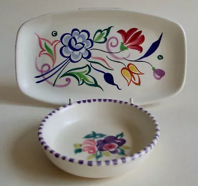 Buy Poole Pottery Traditional Ware Small Tray & Pin Dish Hand Painted Mid 20thC • 9.99£