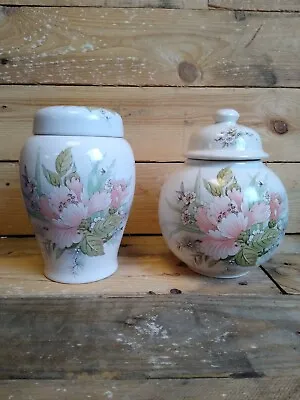 Buy Two Vintage Melba Ware Pink Peony Ginger Jars Staffordshire Pottery 1980s 1990s • 15£