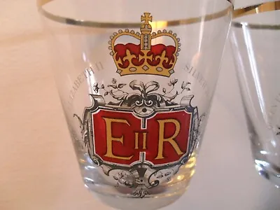 Buy 2 X Vintage Queen's Silver Jubilee 1977 Commemorative Wine Glasses Gold Rims M10 • 4.99£