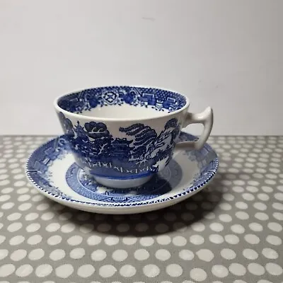 Buy Vintage Wood & Sons Woods Ware Blue  Willow  Cup And Saucer • 6.99£