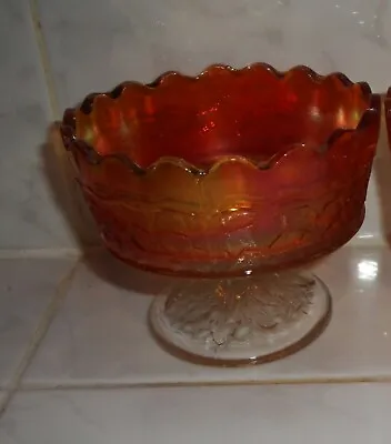 Buy Fenton Orange Tree Marigold Carnival Glass Dish Compot • 9.99£
